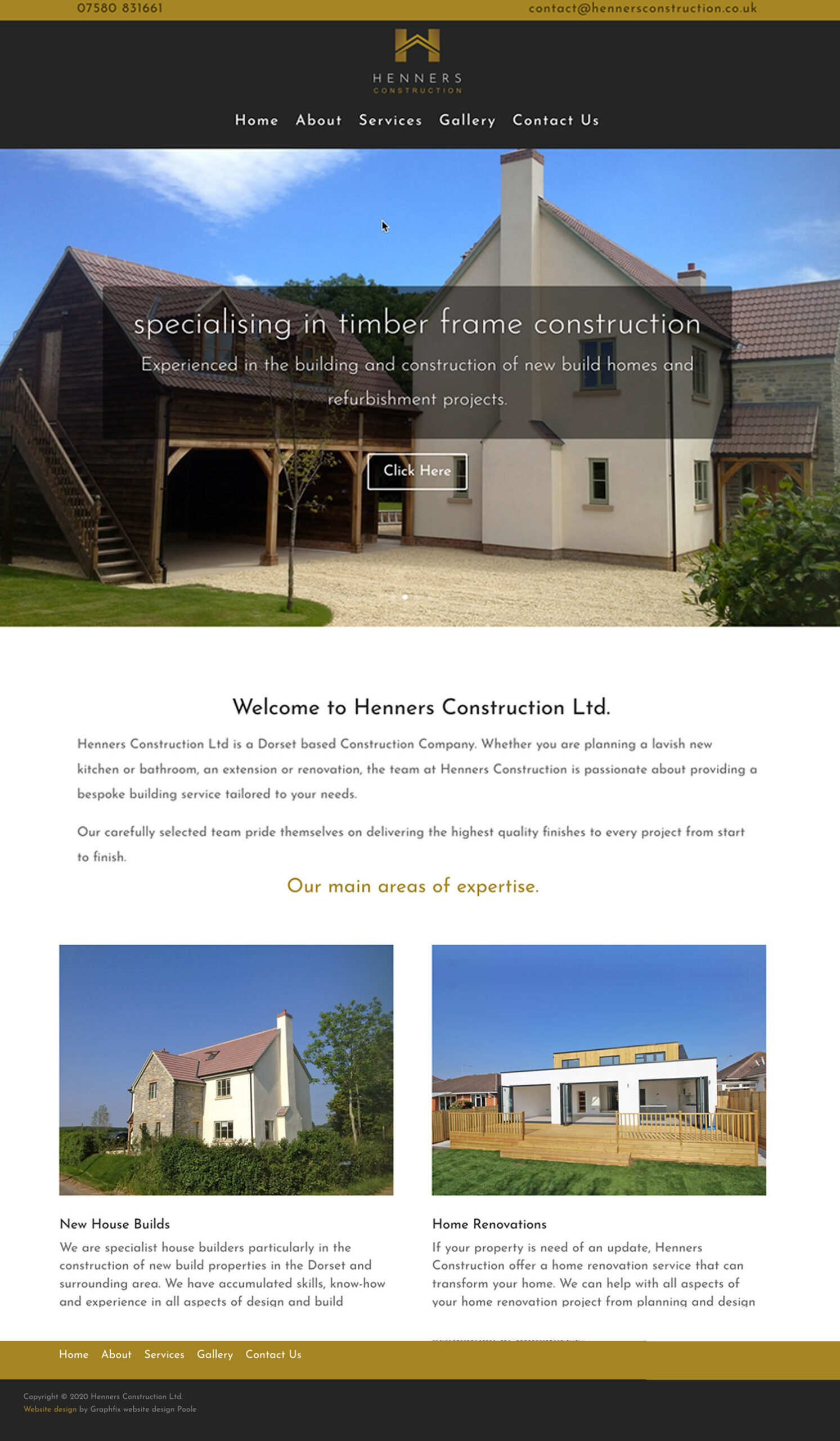 Website designed and create for Henners Construction based in Dorset