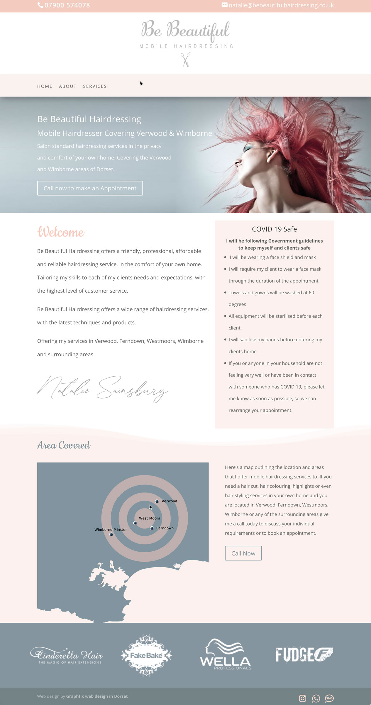 Website created for Mobile Hairdressers in Dorset